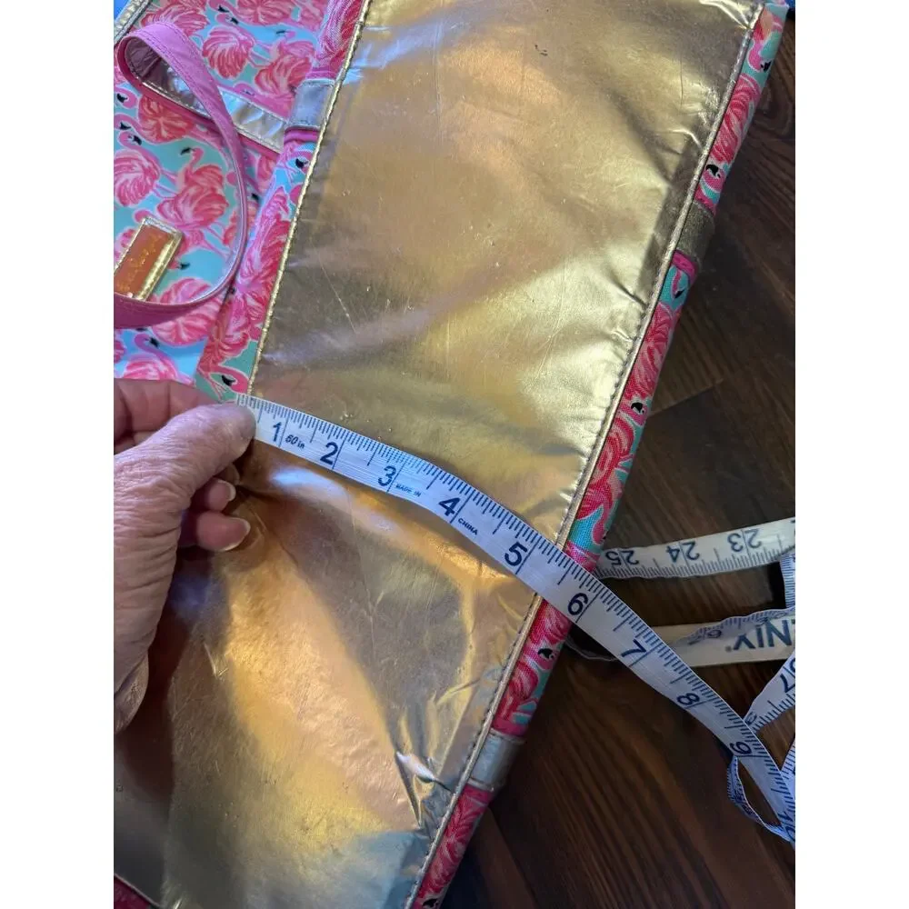 RARE VTG Lily Pulitzer All Over Flamingo Print Coated Tote Bag